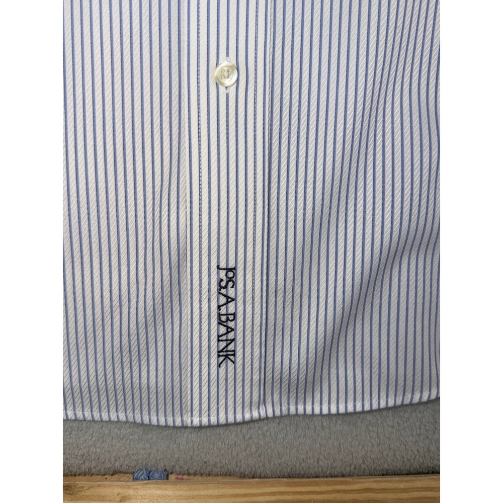 Jos A Bank Signature Collection Dress Shirt Mens‎ 17X36 Blue White Stripe Cotton - Picture 4 of 6